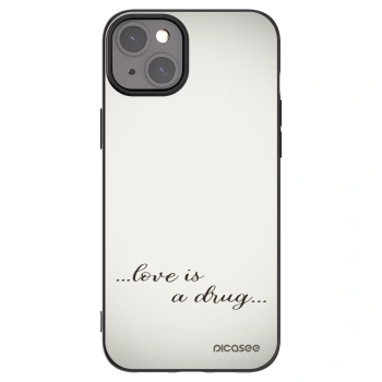 Picasee silikonový černý obal pro Apple iPhone 15 Plus - Love is a drug