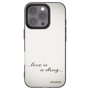 Picasee silikonový černý obal pro Apple iPhone 16 Pro - Love is a drug