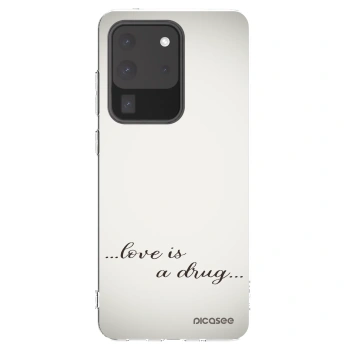 Picasee silikonový průhledný obal pro Samsung Galaxy S20 Ultra 5G G988F - Love is a drug