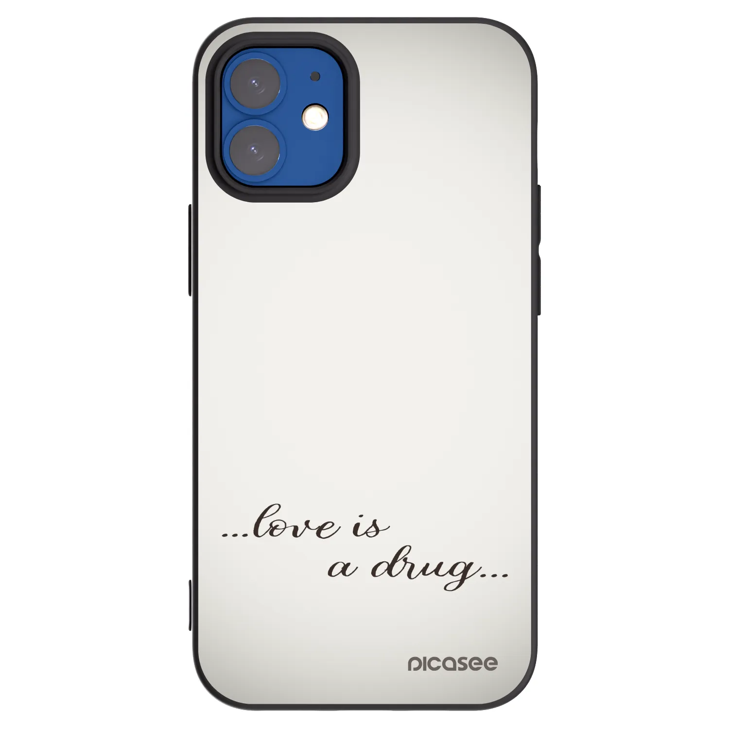 Picasee silikonový černý obal pro Apple iPhone 12 mini - Love is a drug