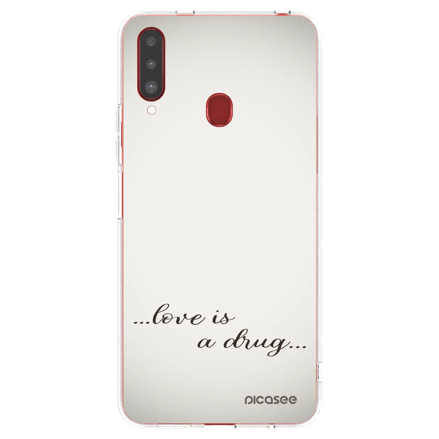 Picasee silikonový průhledný obal pro Samsung Galaxy A20s - Love is a drug