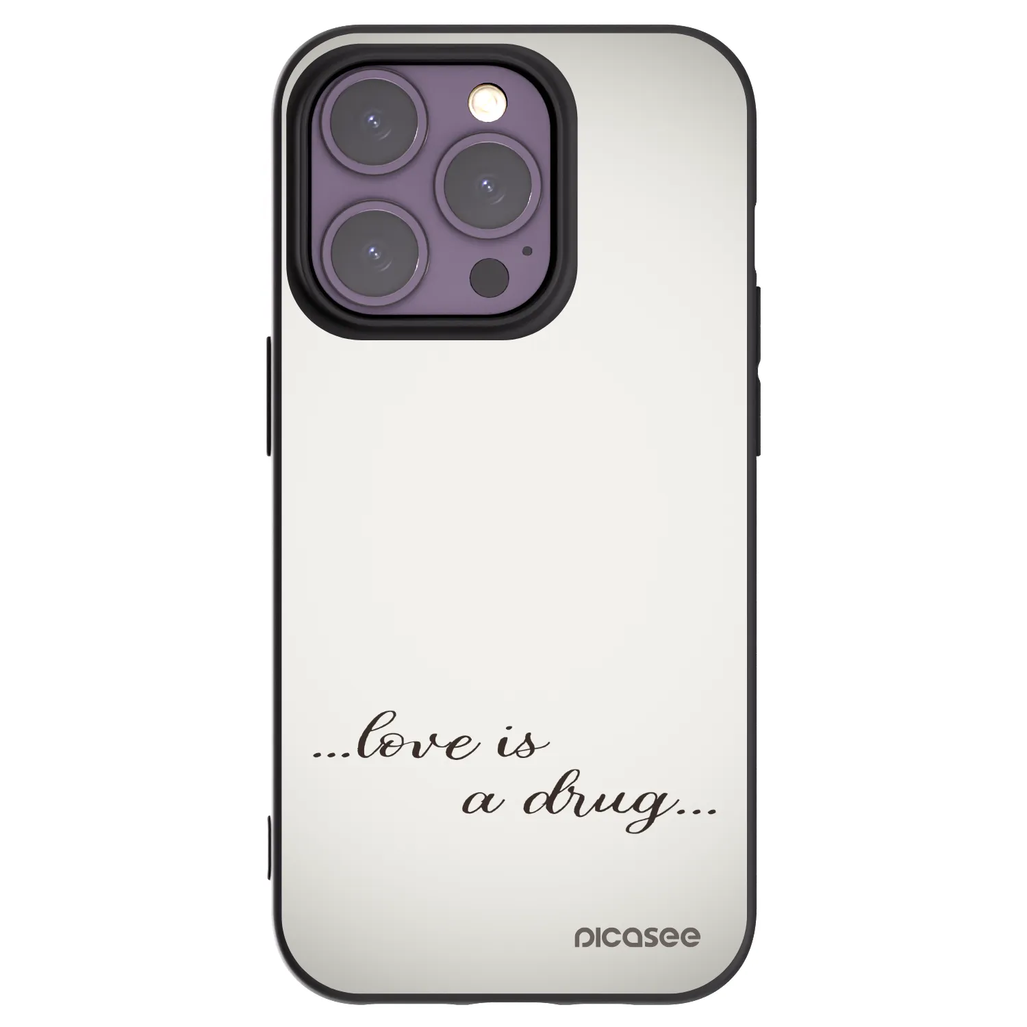 Picasee silikonový černý obal pro Apple iPhone 14 Pro - Love is a drug