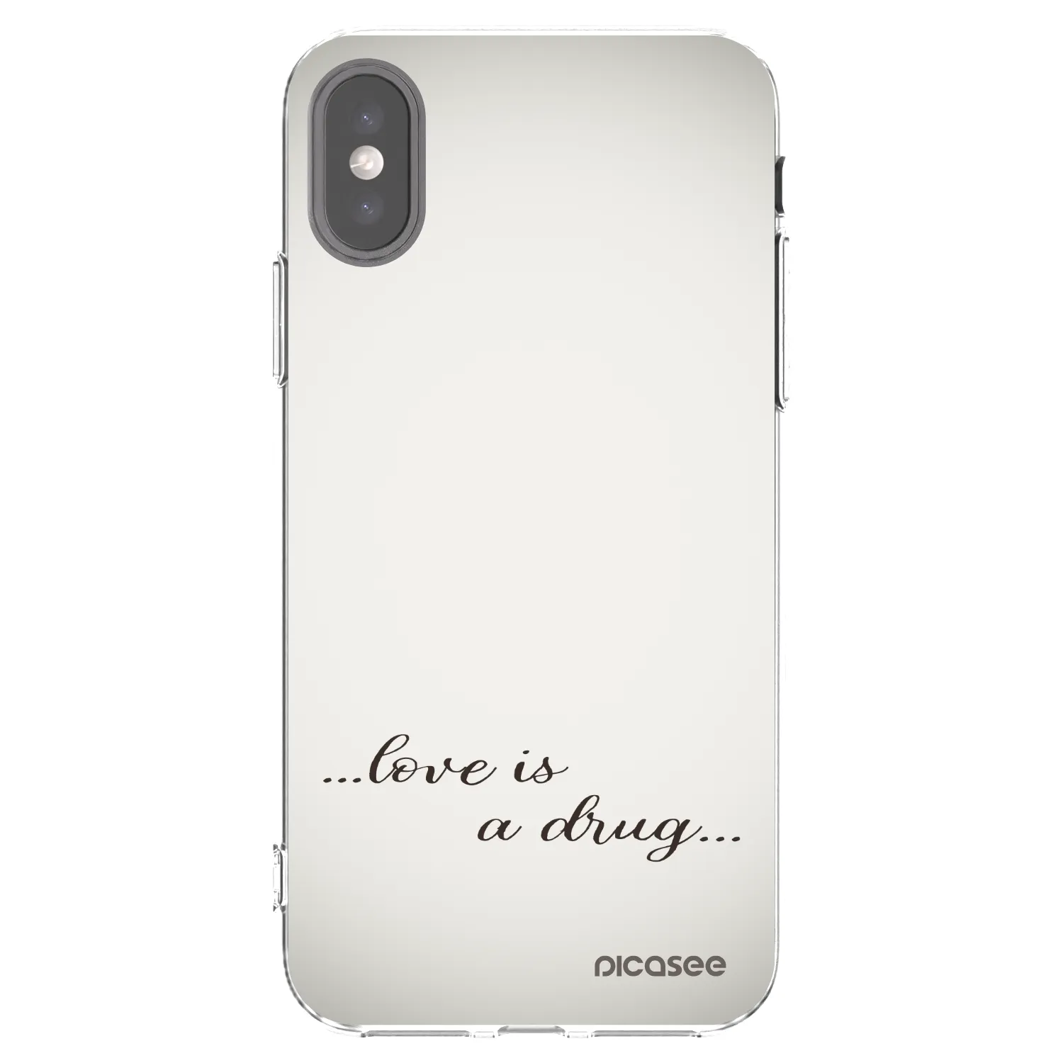 Picasee silikonový průhledný obal pro Apple iPhone X/XS - Love is a drug
