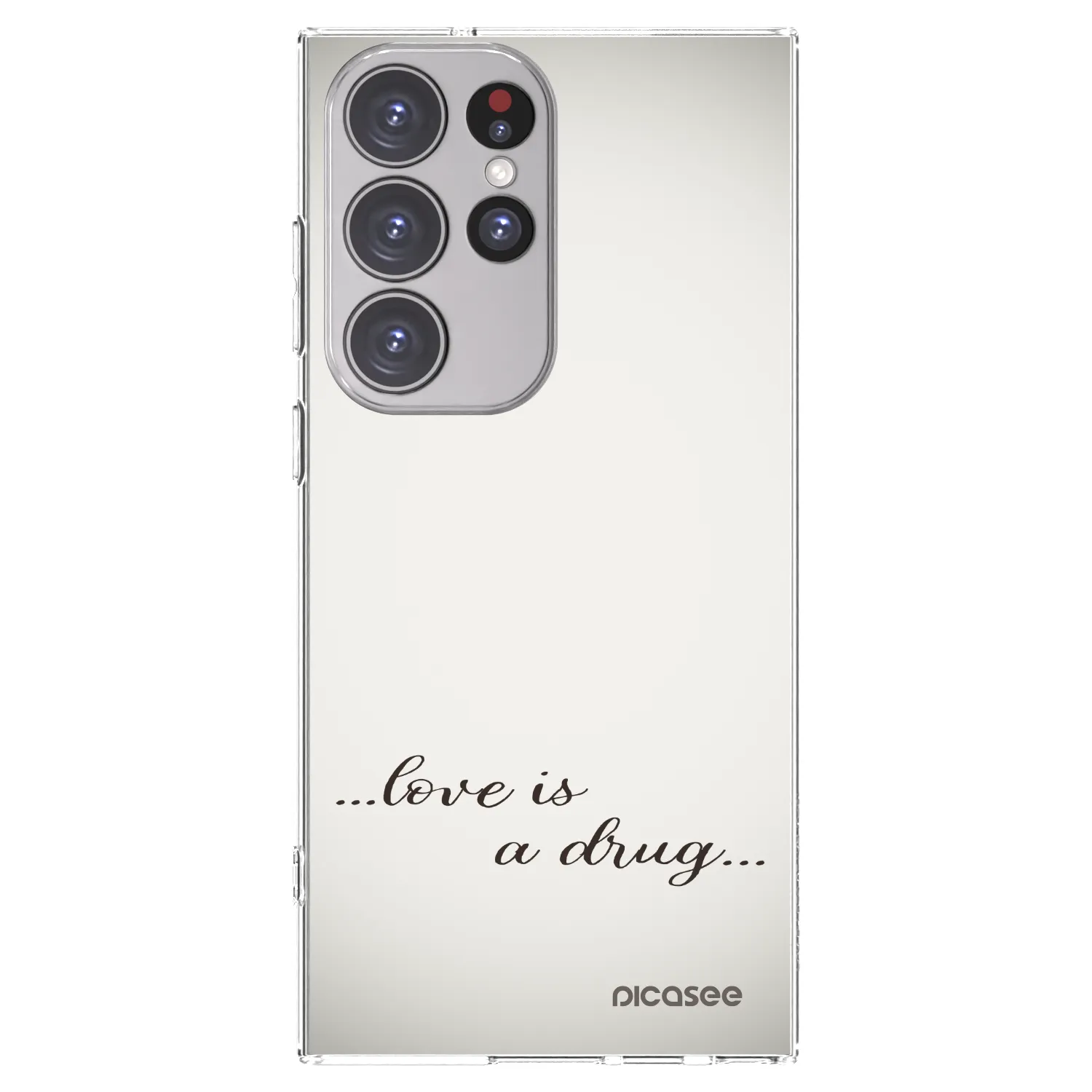 Picasee silikonový průhledný obal pro Samsung Galaxy S23 Ultra 5G - Love is a drug