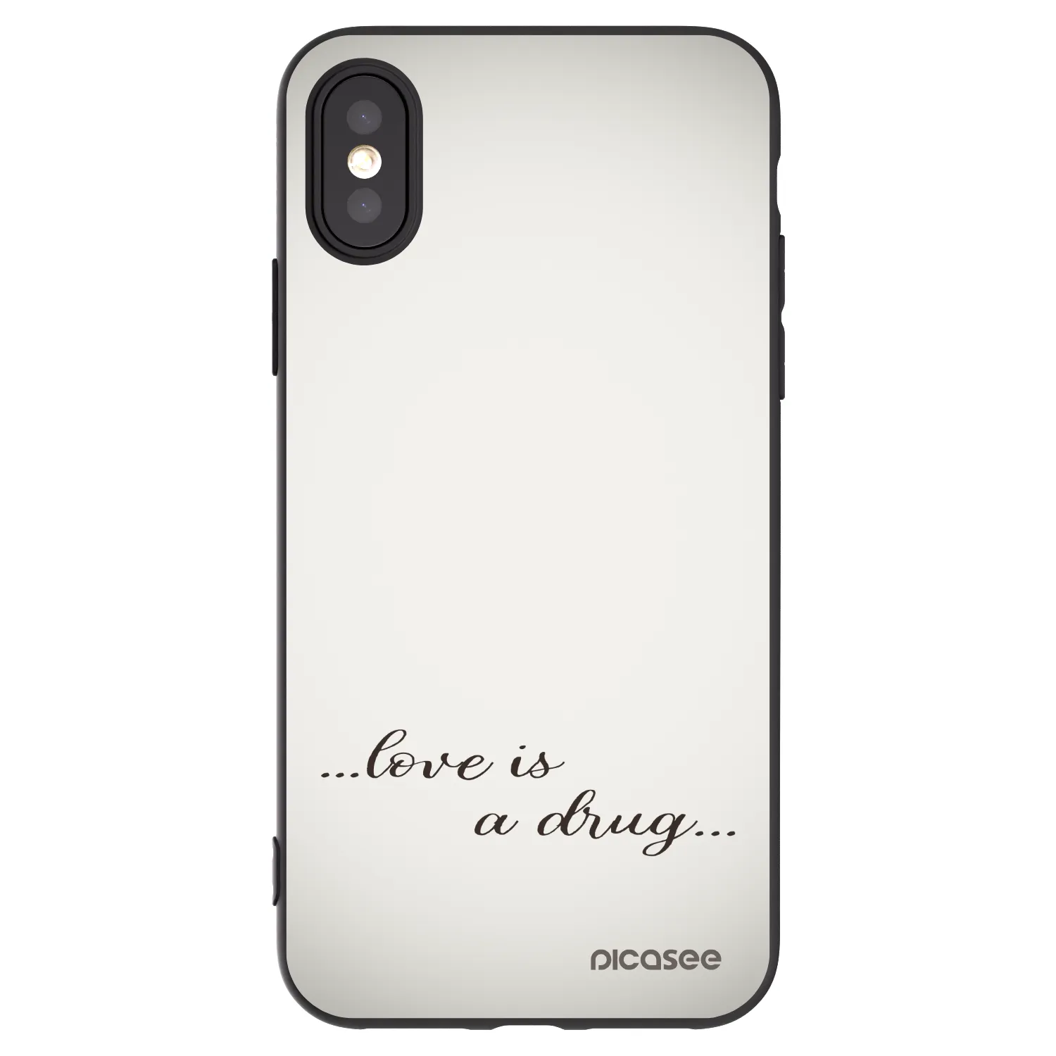 Picasee silikonový černý obal pro Apple iPhone X/XS - Love is a drug