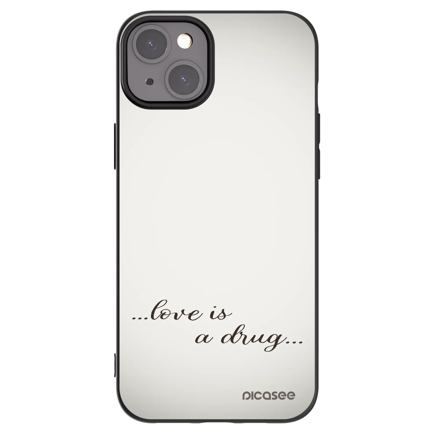 Picasee silikonový černý obal pro Apple iPhone 15 Plus - Love is a drug