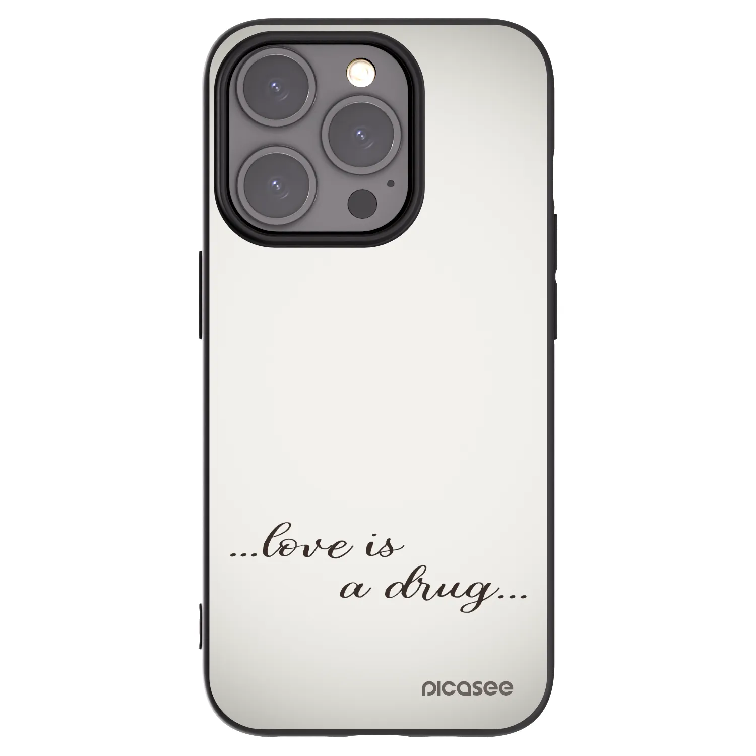Picasee silikonový černý obal pro Apple iPhone 15 Pro - Love is a drug