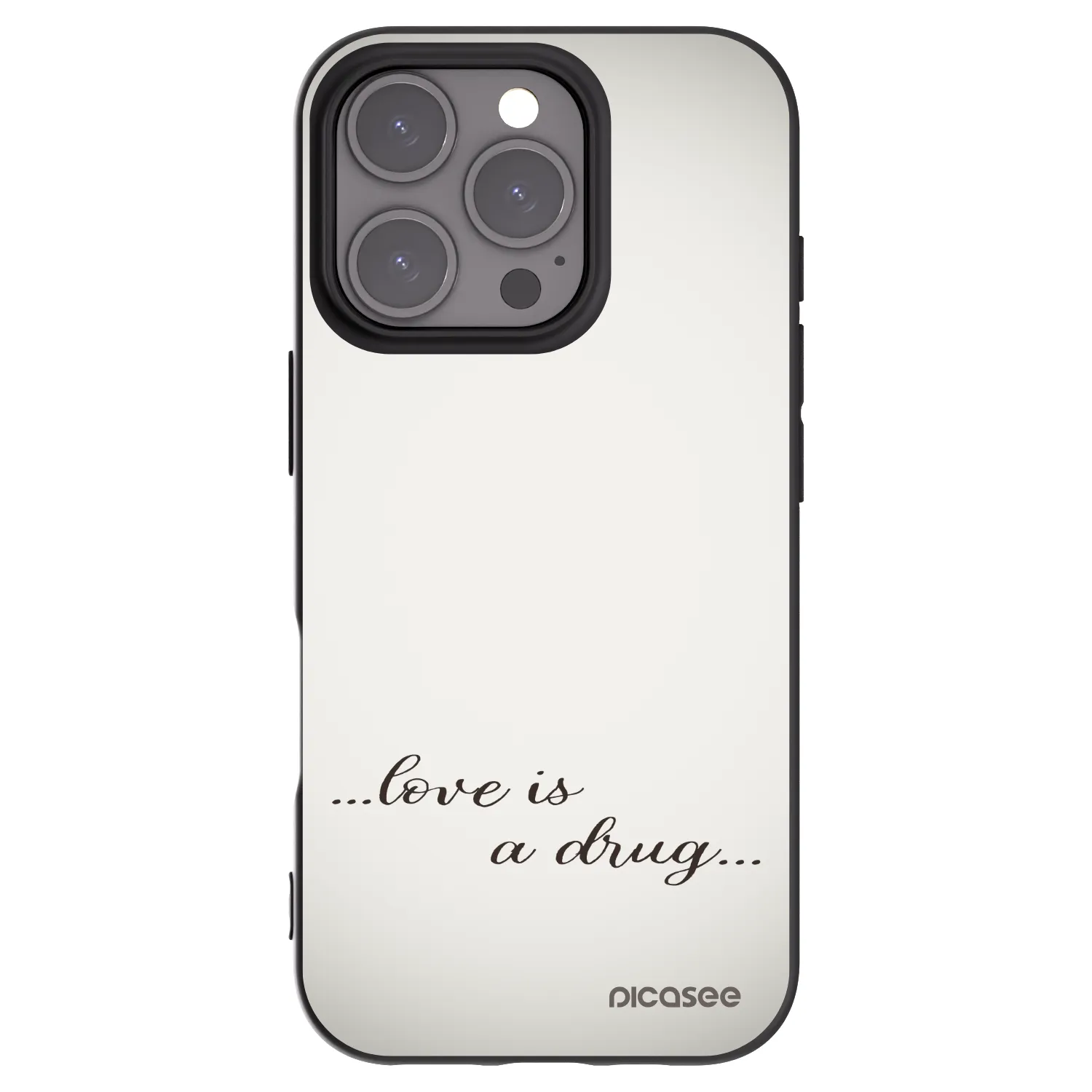Picasee silikonový černý obal pro Apple iPhone 16 Pro - Love is a drug