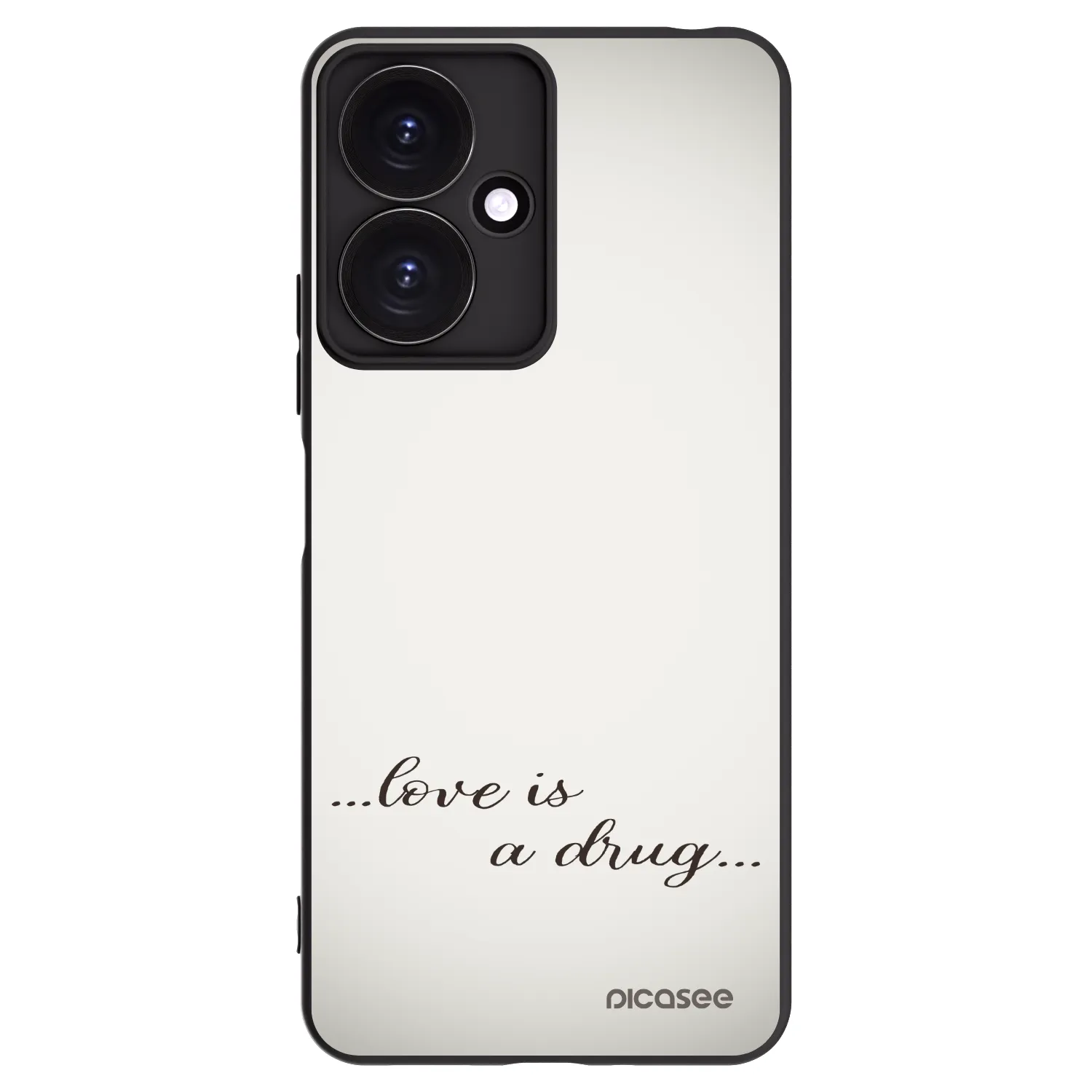 Levně Silikonový černý obal pro Xiaomi Redmi 13C 5G - Love is a drug