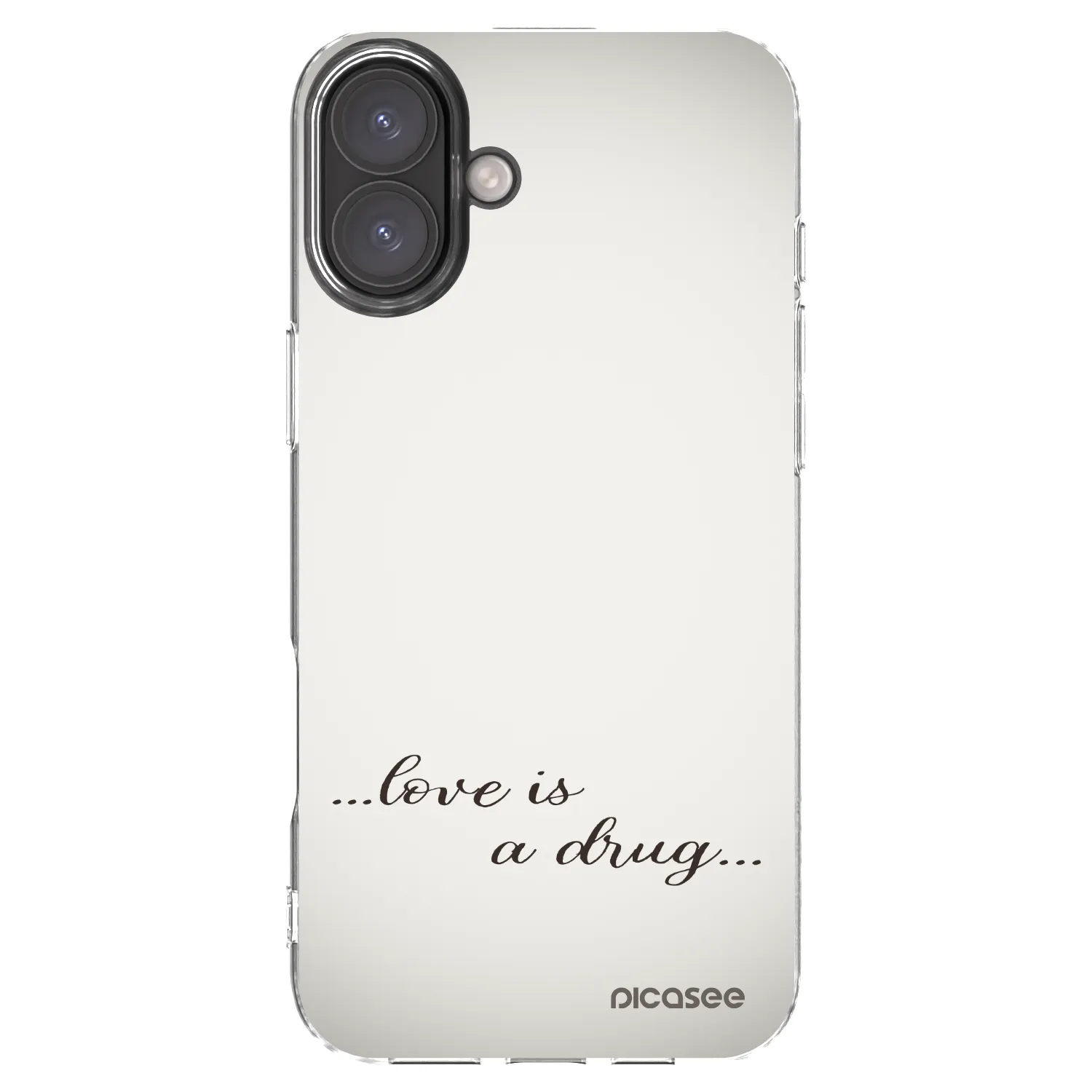 Picasee silikonový průhledný obal pro Apple iPhone 16 Plus - Love is a drug