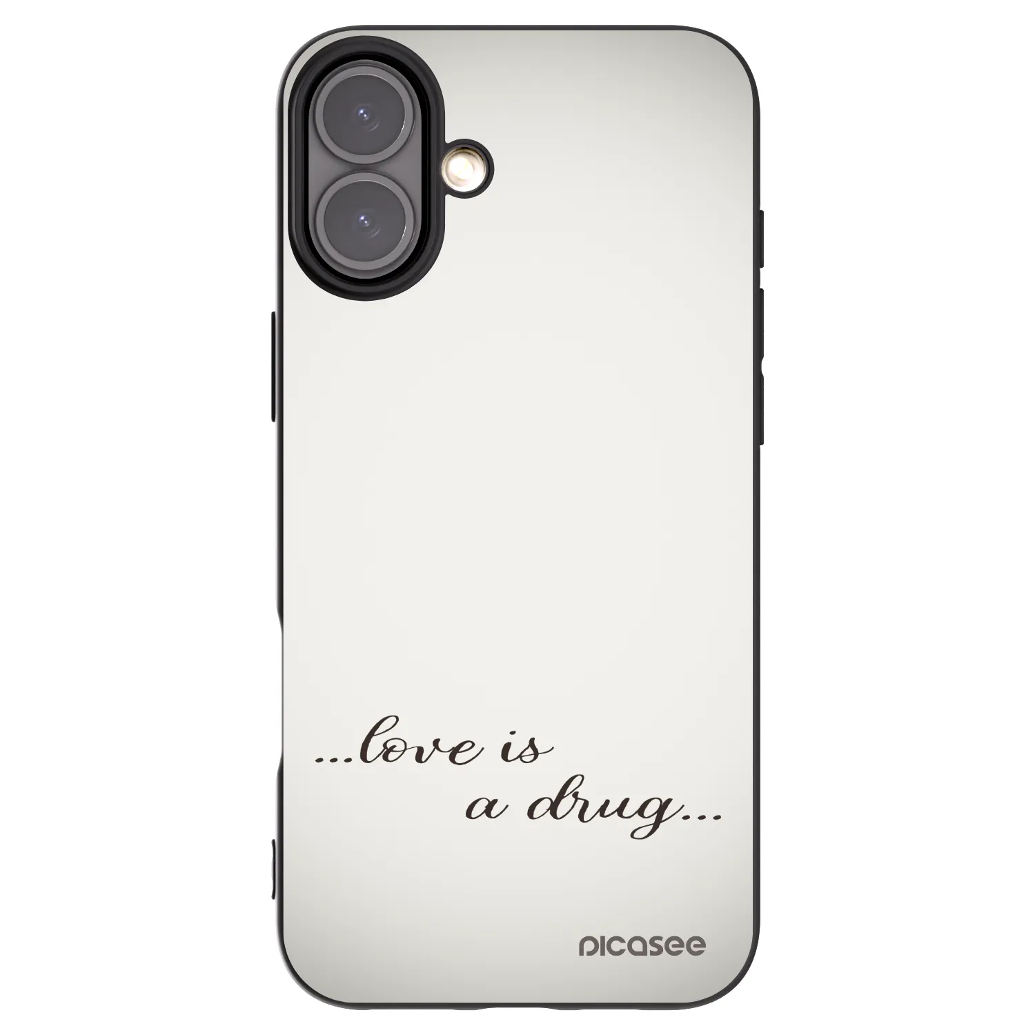 Picasee silikonový černý obal pro Apple iPhone 16 Plus - Love is a drug