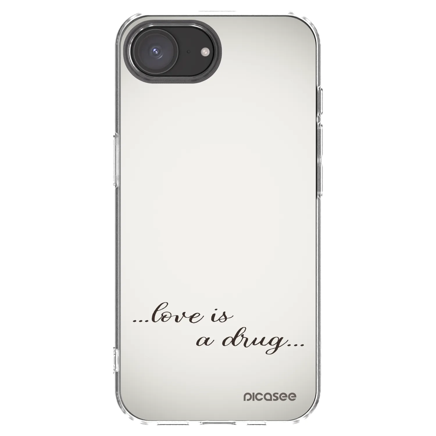 Picasee silikonový průhledný obal pro Apple iPhone 16e - Love is a drug