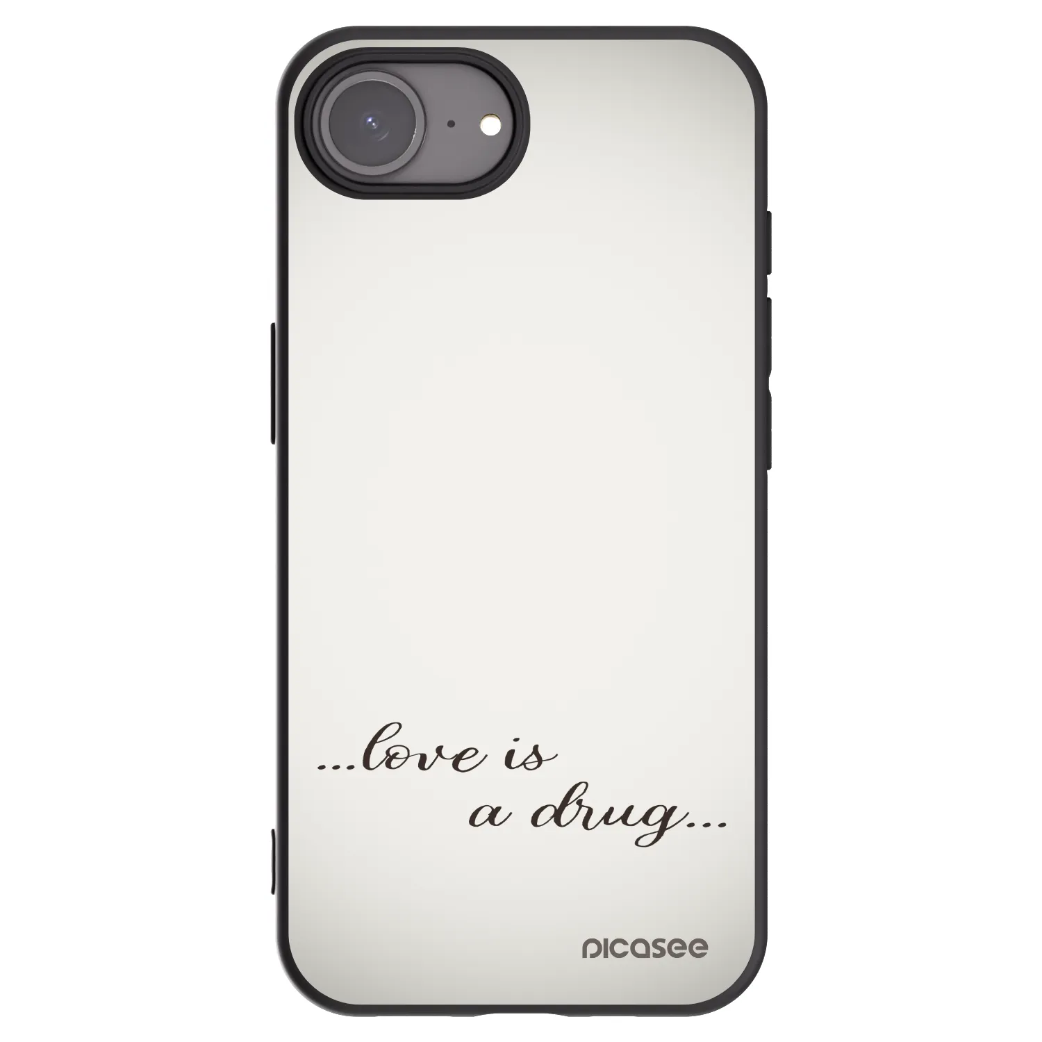 Picasee silikonový černý obal pro Apple iPhone 16e - Love is a drug