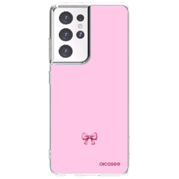 Picasee silikonový průhledný obal pro Samsung Galaxy S21 Ultra 5G G998B - Blush bow