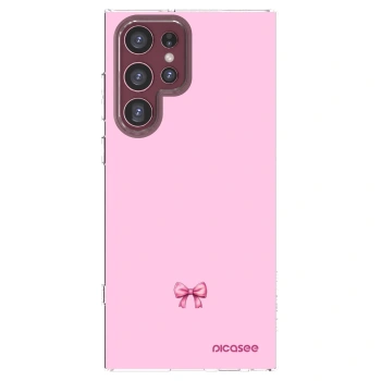 Picasee silikonový průhledný obal pro Samsung Galaxy S22 Ultra 5G - Blush bow