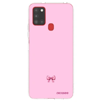 Picasee silikonový průhledný obal pro Samsung Galaxy A21s - Blush bow