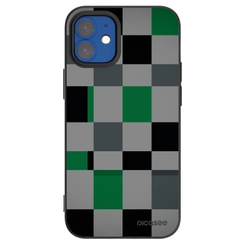 Picasee silikonový černý obal pro Apple iPhone 12 mini - Block Grid