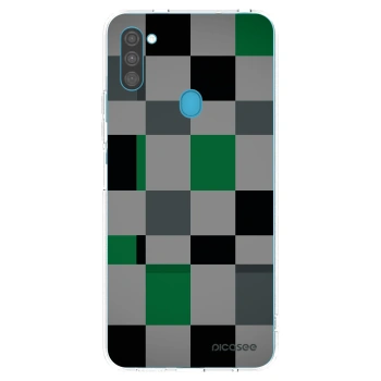 Picasee silikonový průhledný obal pro Samsung Galaxy M11 - Block Grid