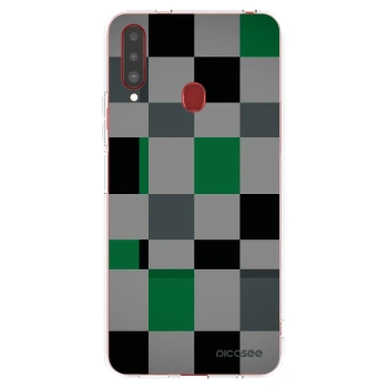 Picasee silikonový průhledný obal pro Samsung Galaxy A20s - Block Grid