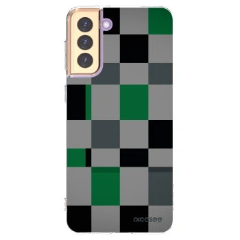 Picasee silikonový průhledný obal pro Samsung Galaxy S21+ 5G G996F - Block Grid