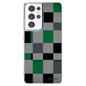 Picasee silikonový průhledný obal pro Samsung Galaxy S21 Ultra 5G G998B - Block Grid
