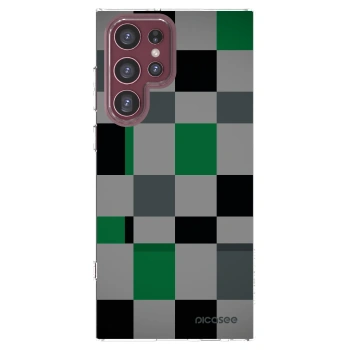 Picasee silikonový průhledný obal pro Samsung Galaxy S22 Ultra 5G - Block Grid