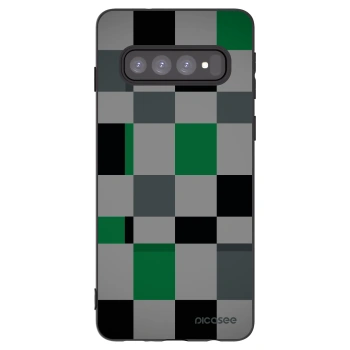 Picasee silikonový černý obal pro Samsung Galaxy S10 G973 - Block Grid