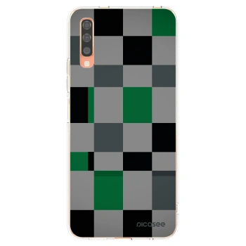 Picasee silikonový průhledný obal pro Samsung Galaxy A70 A705F - Block Grid