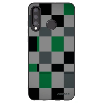 Picasee silikonový černý obal pro Huawei P30 Lite - Block Grid
