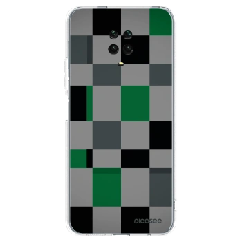 Picasee silikonový průhledný obal pro Xiaomi Redmi Note 9 Pro - Block Grid