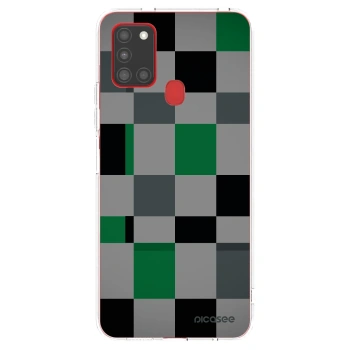 Picasee silikonový průhledný obal pro Samsung Galaxy A21s - Block Grid