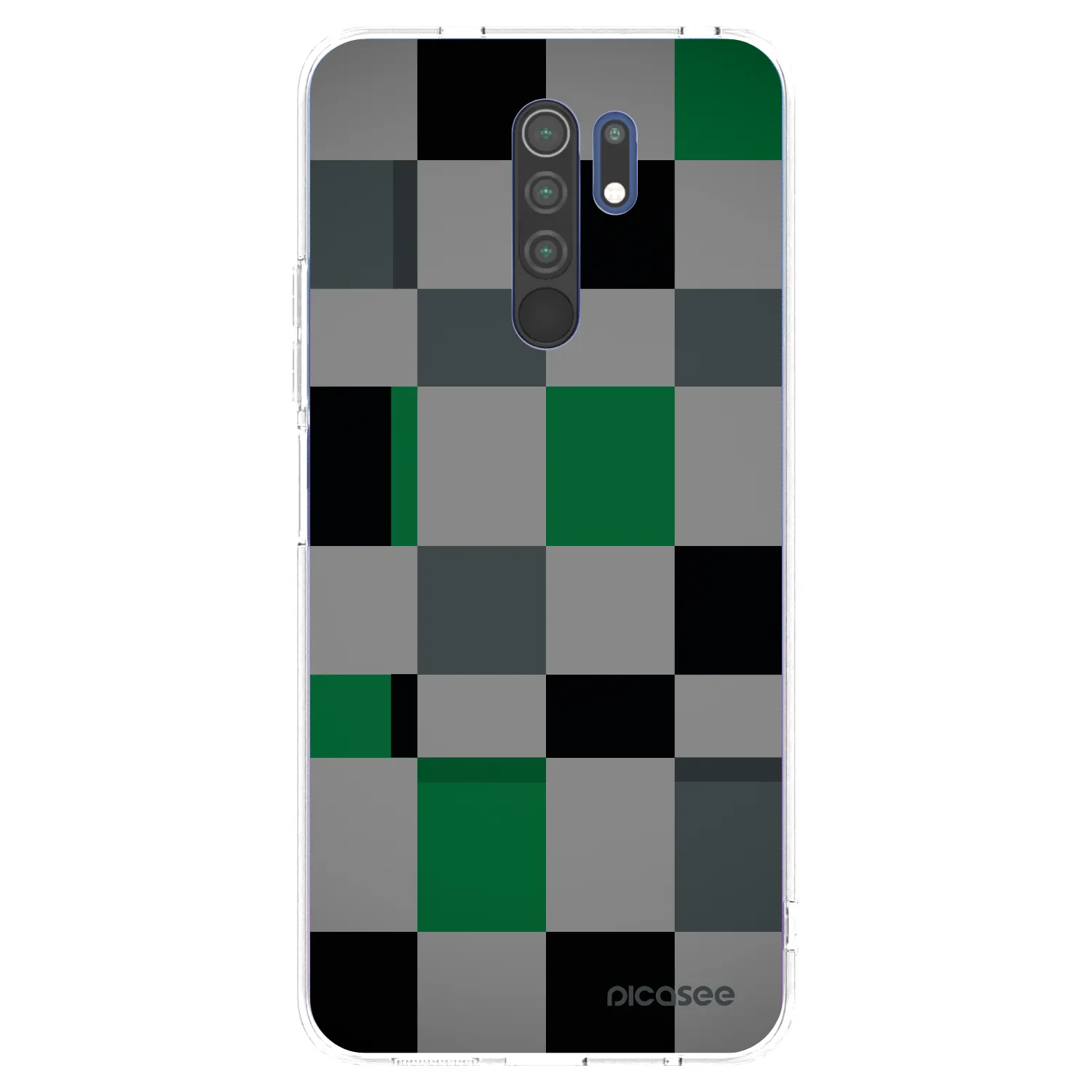 Picasee silikonový průhledný obal pro Xiaomi Redmi 9 - Block Grid