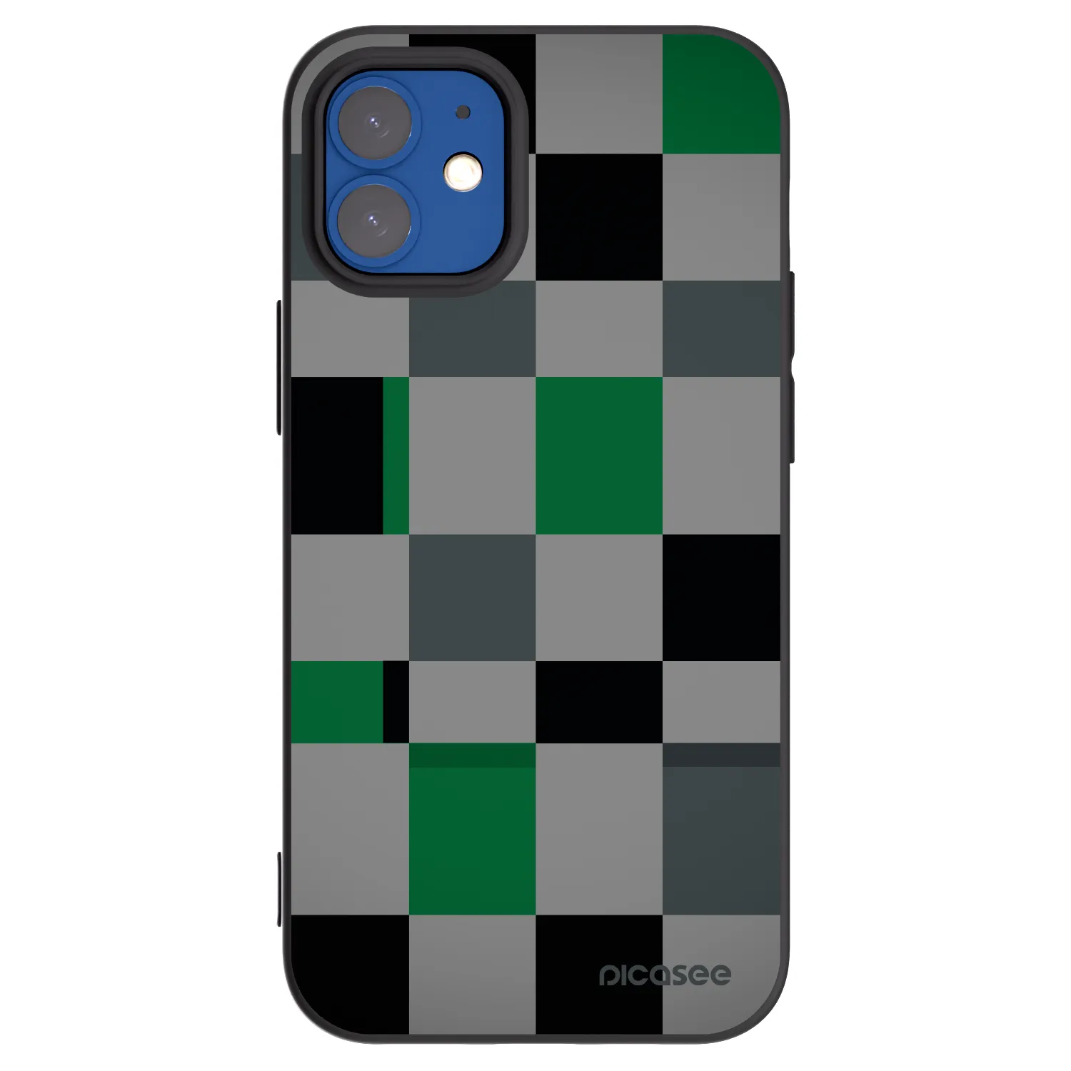 Picasee silikonový černý obal pro Apple iPhone 12 mini - Block Grid
