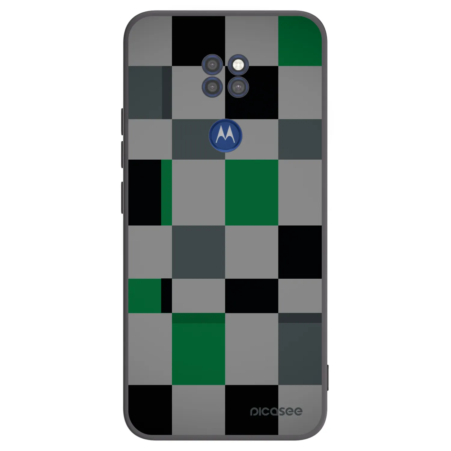 Picasee silikonový černý obal pro Motorola Moto G9 Play - Block Grid