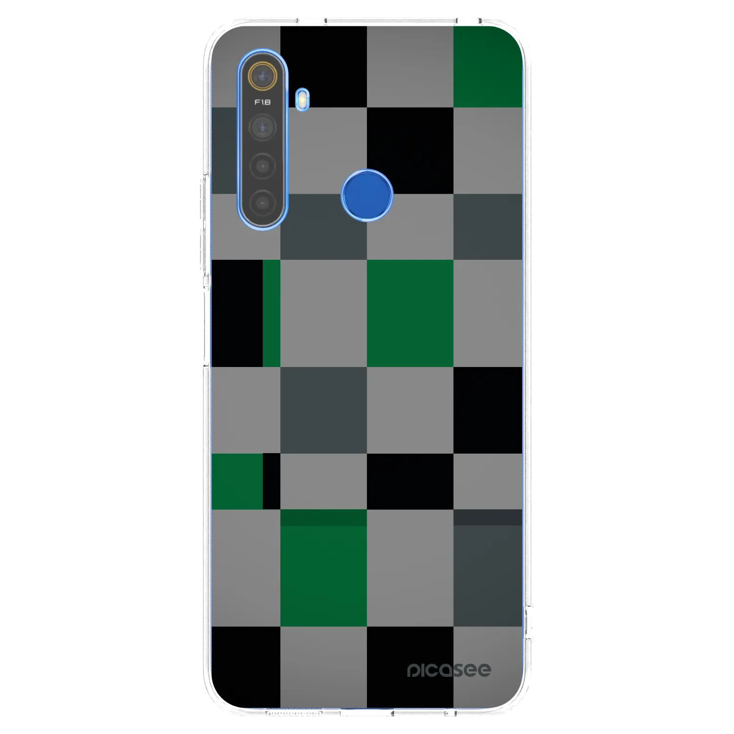 Picasee silikonový průhledný obal pro Realme 5 - Block Grid