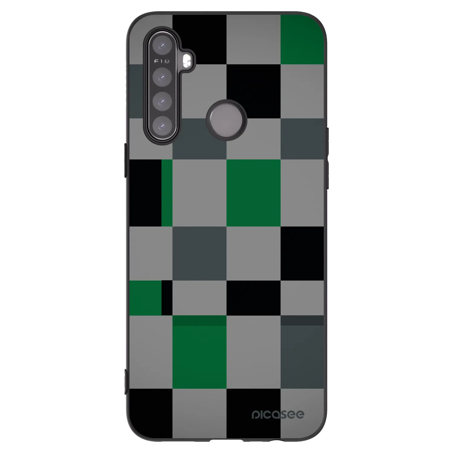 Picasee silikonový černý obal pro Realme 5 - Block Grid