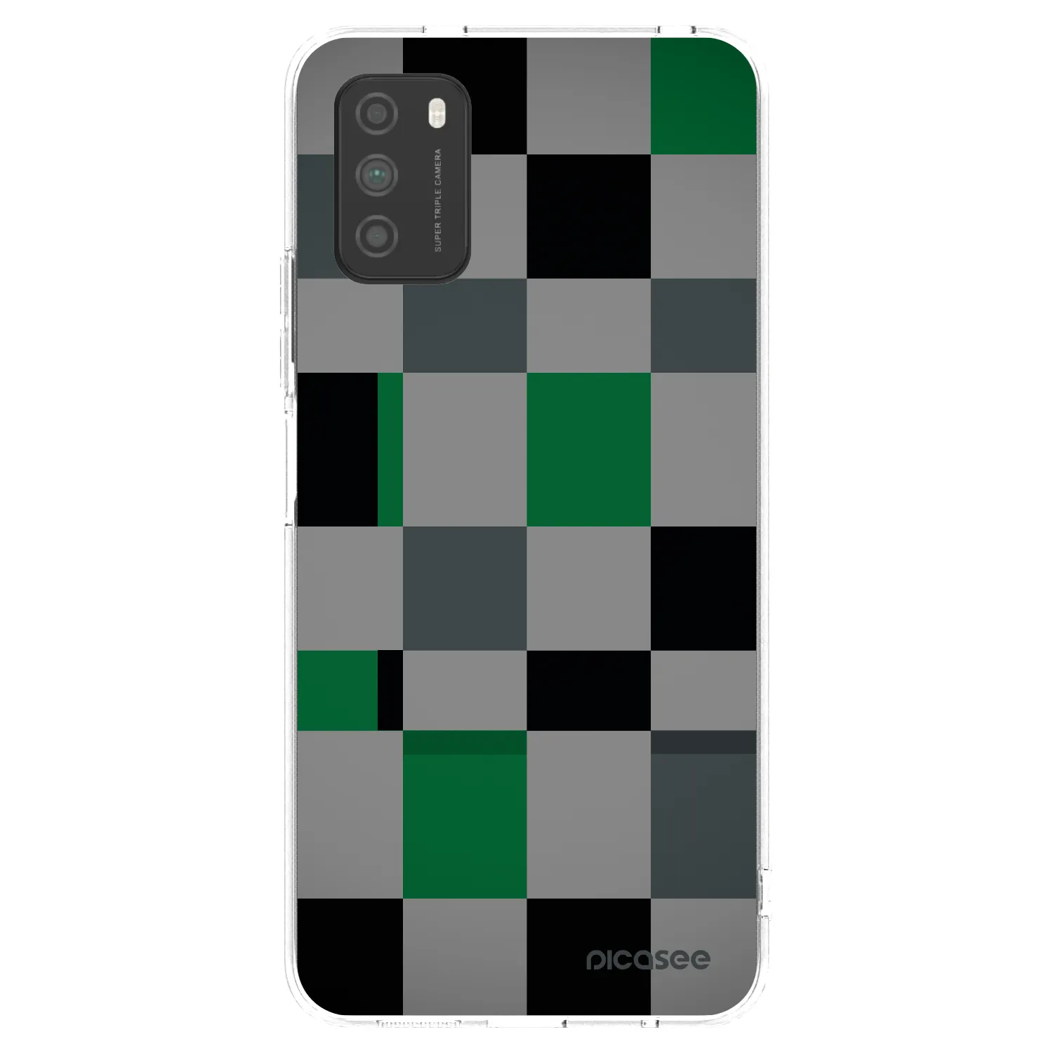 Picasee silikonový průhledný obal pro Xiaomi Poco M3 - Block Grid