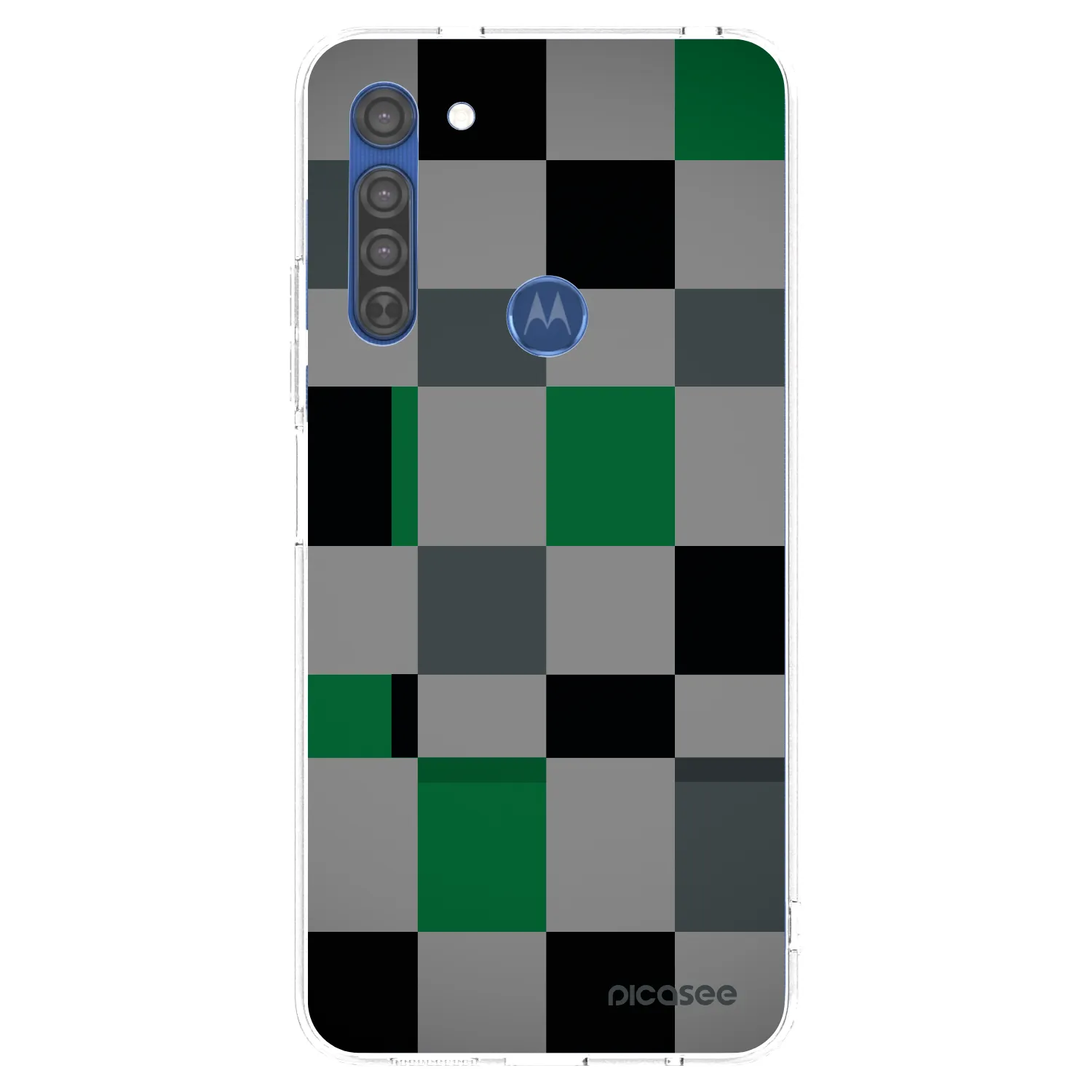 Picasee silikonový průhledný obal pro Motorola Moto G8 - Block Grid