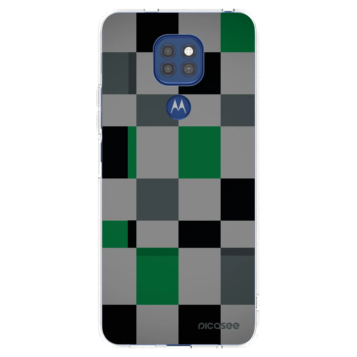 Picasee silikonový průhledný obal pro Motorola Moto G9 Play - Block Grid
