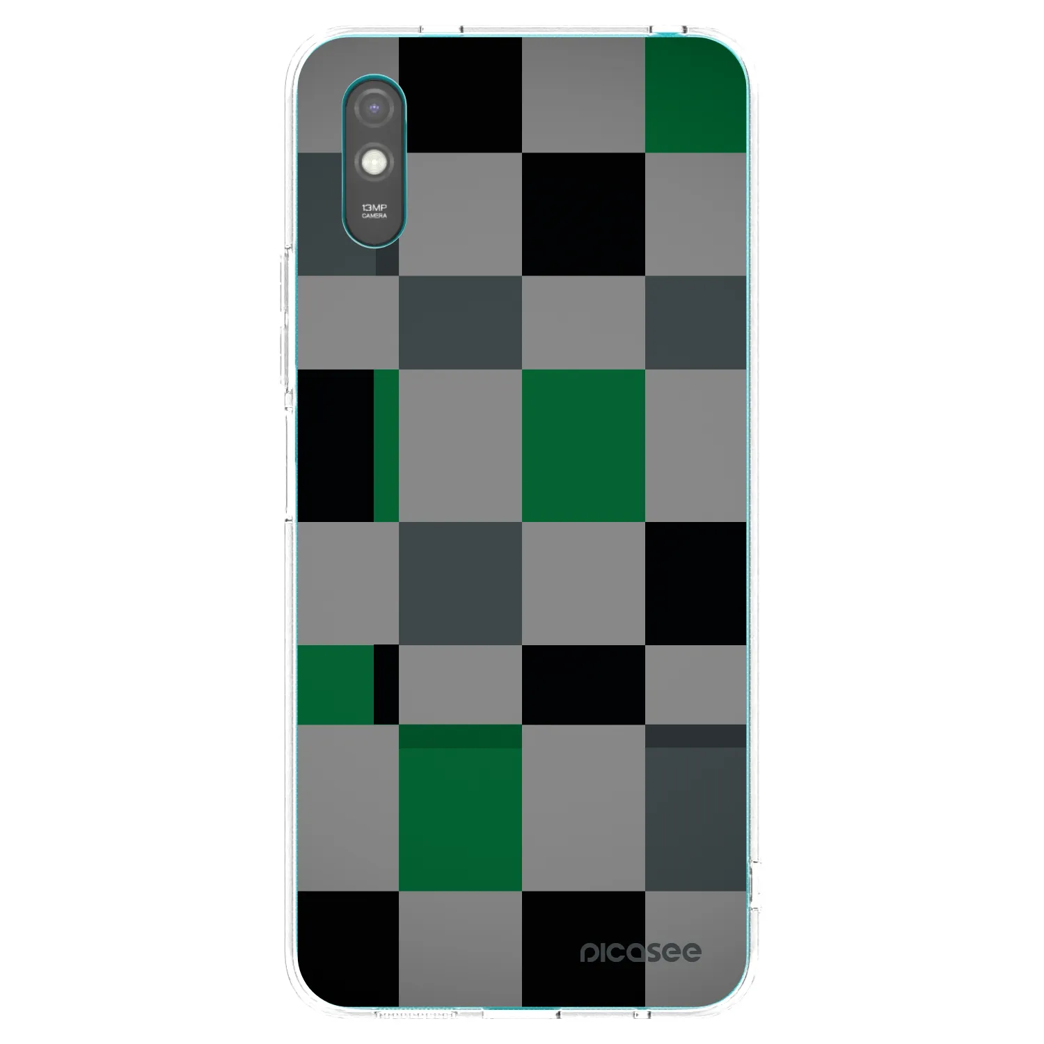 Picasee silikonový průhledný obal pro Xiaomi Redmi 9AT - Block Grid