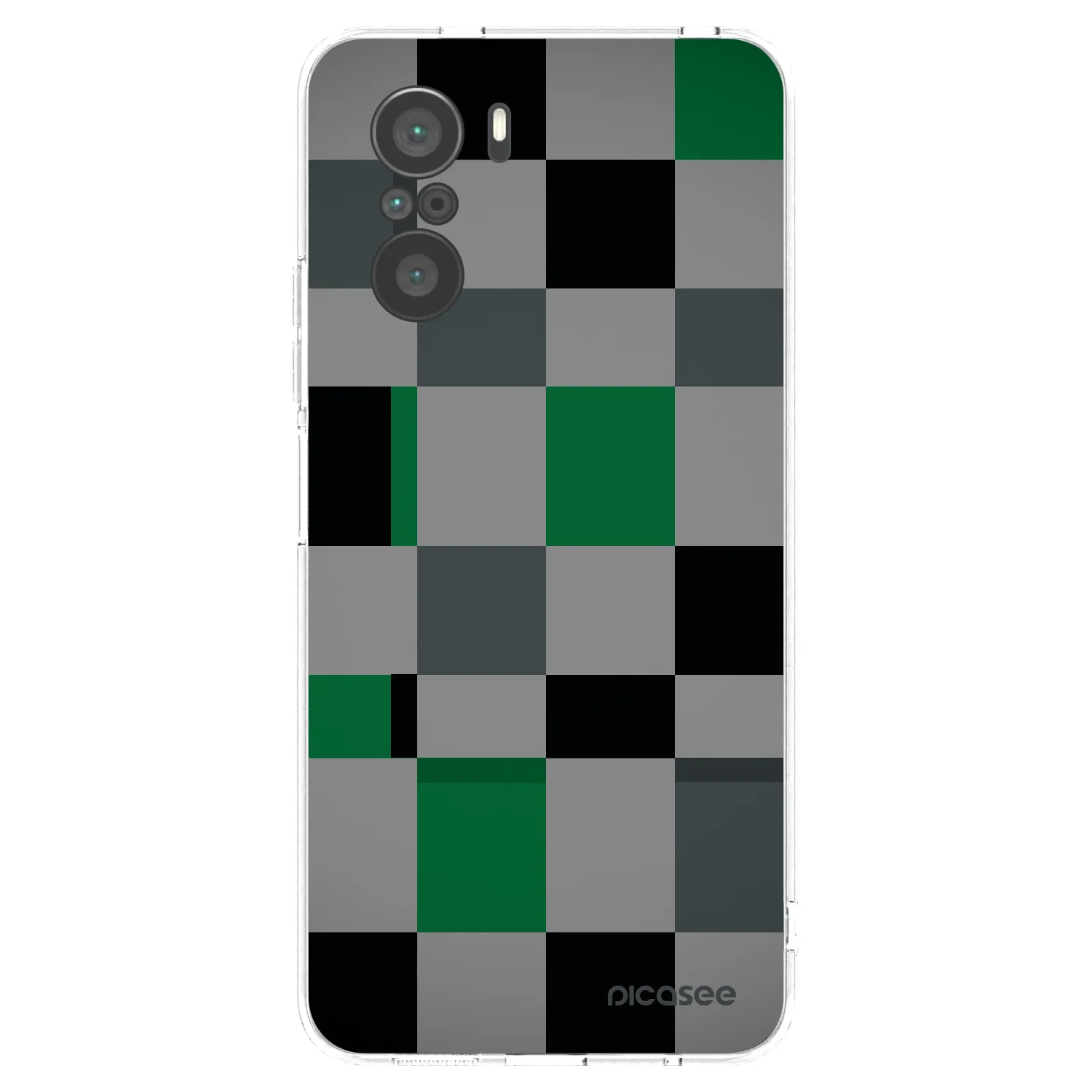 Picasee silikonový průhledný obal pro Xiaomi Poco F3 - Block Grid