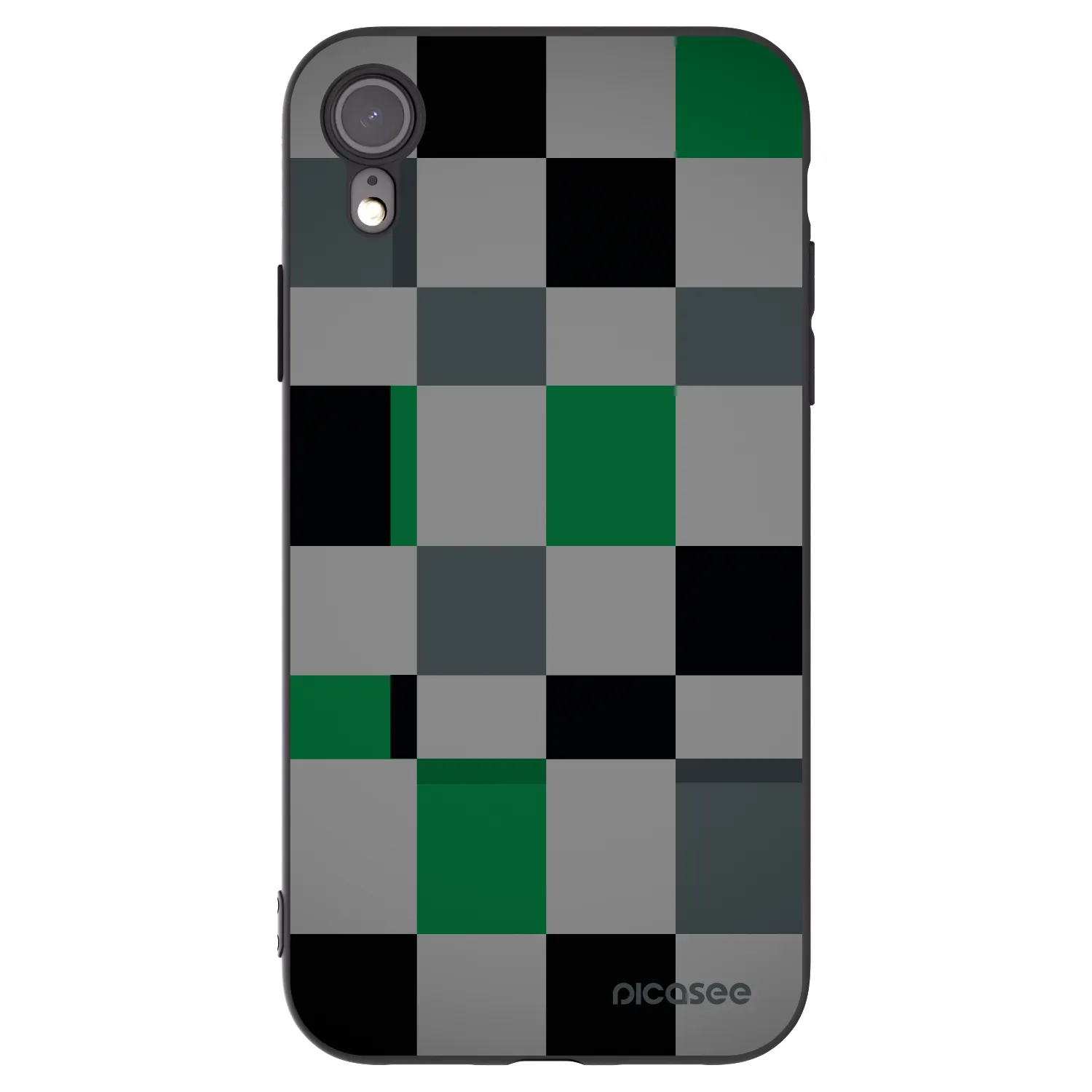 Picasee silikonový černý obal pro Apple iPhone XR - Block Grid