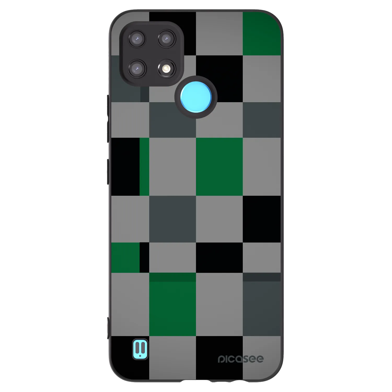 Picasee silikonový černý obal pro Realme C21 - Block Grid