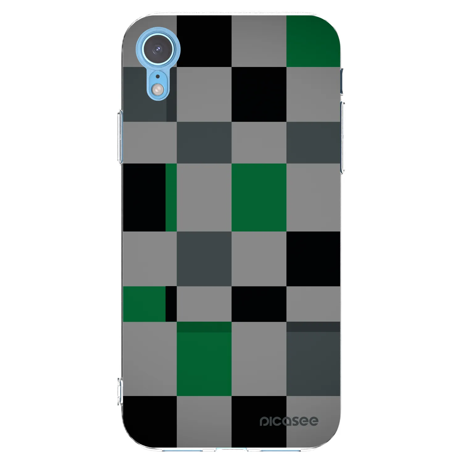 Picasee silikonový průhledný obal pro Apple iPhone XR - Block Grid