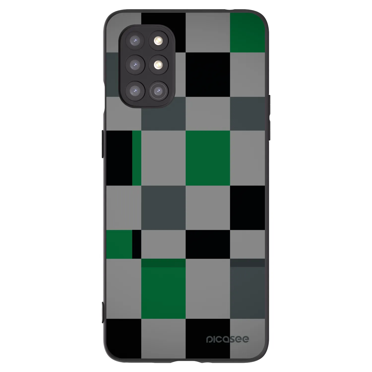 Picasee silikonový černý obal pro OnePlus 8T - Block Grid