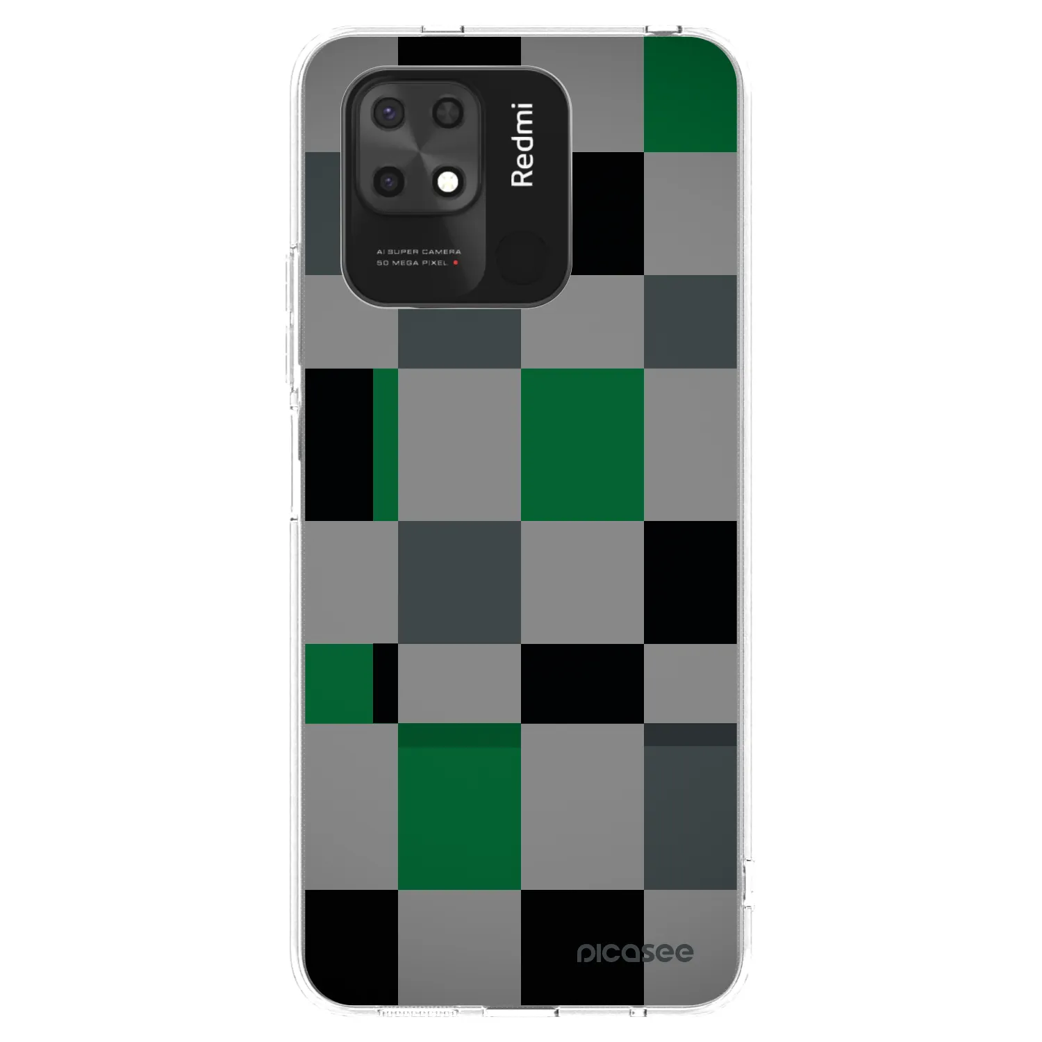 Picasee silikonový průhledný obal pro Xiaomi Redmi 10C - Block Grid