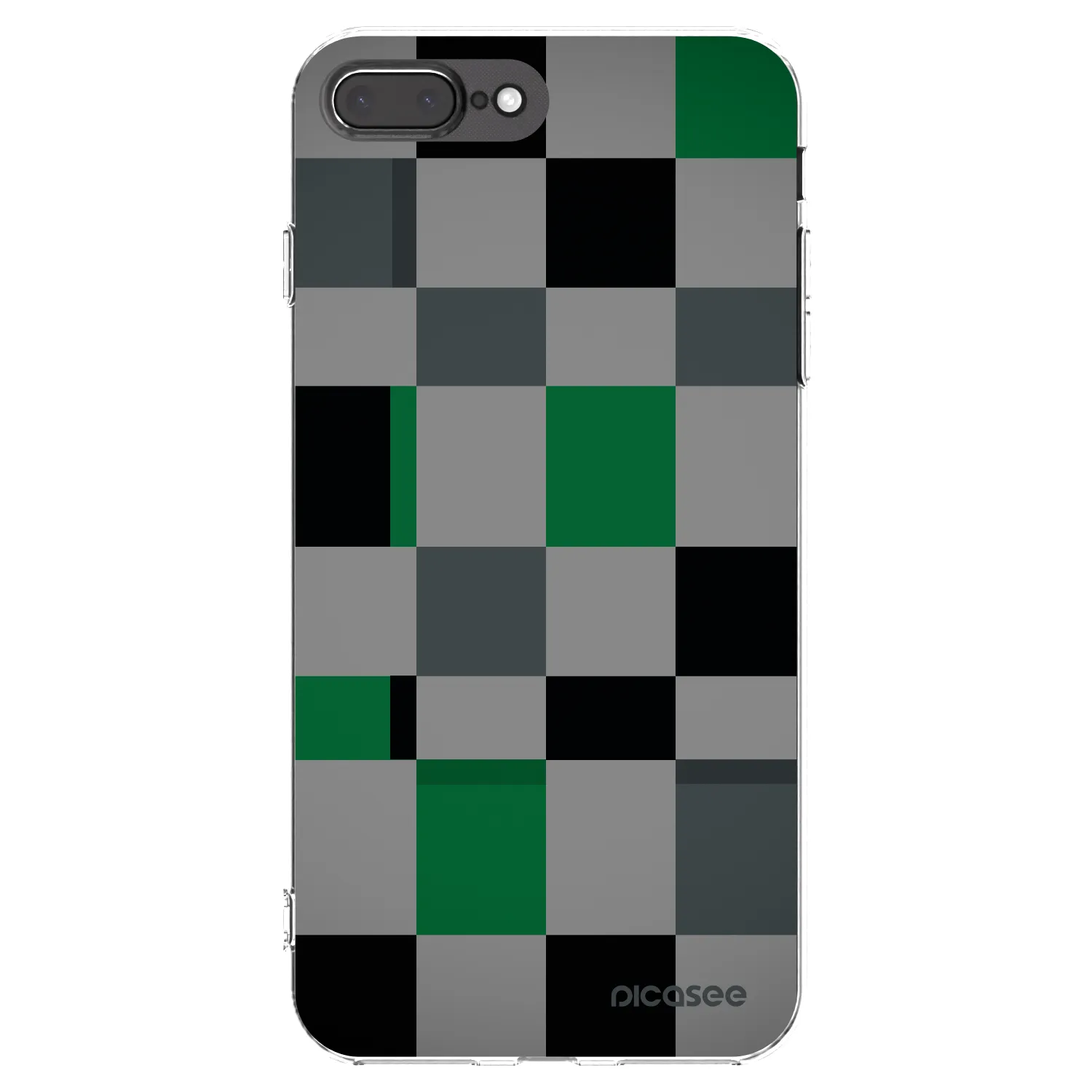 Picasee silikonový průhledný obal pro Apple iPhone 8 Plus - Block Grid