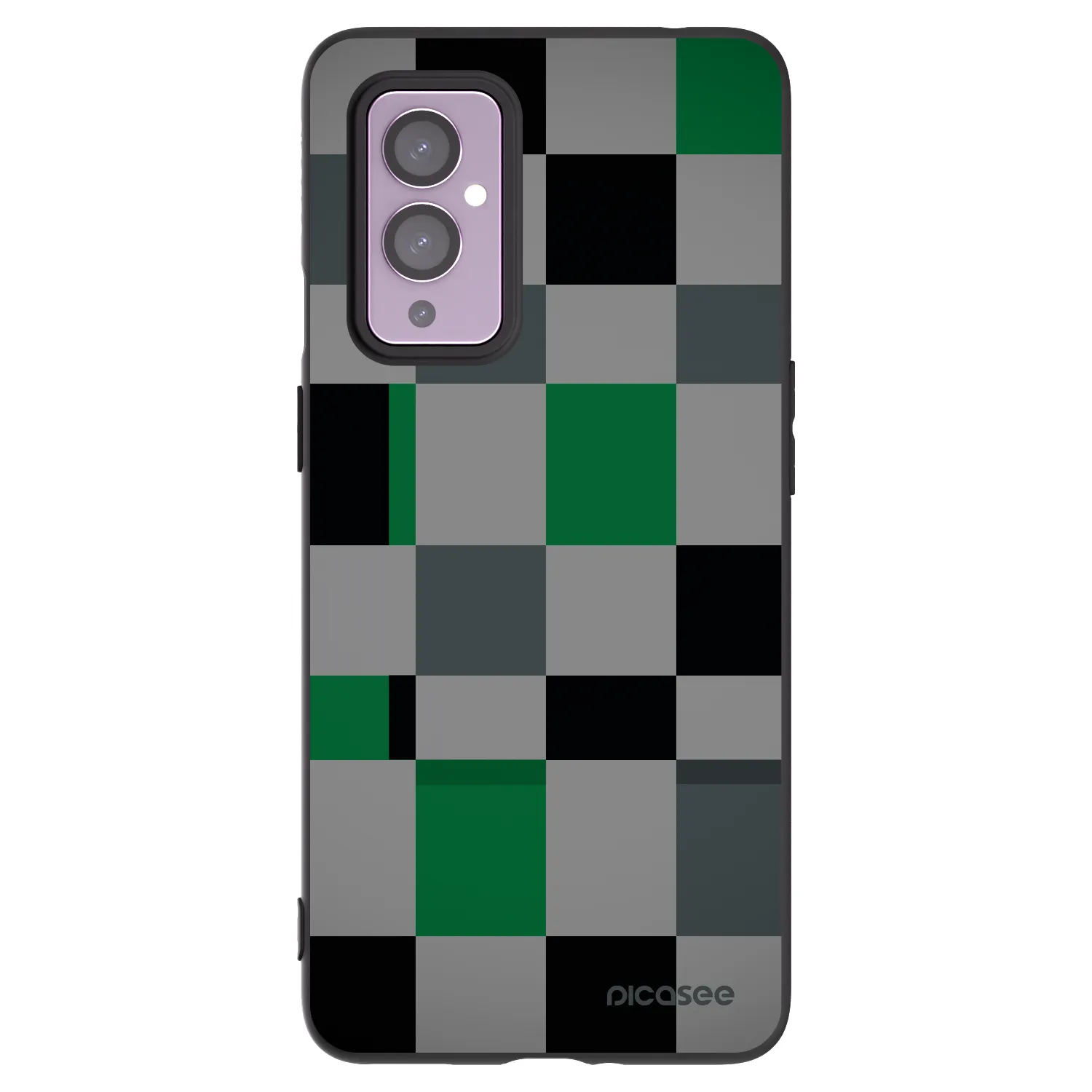 Picasee silikonový černý obal pro OnePlus 9 - Block Grid