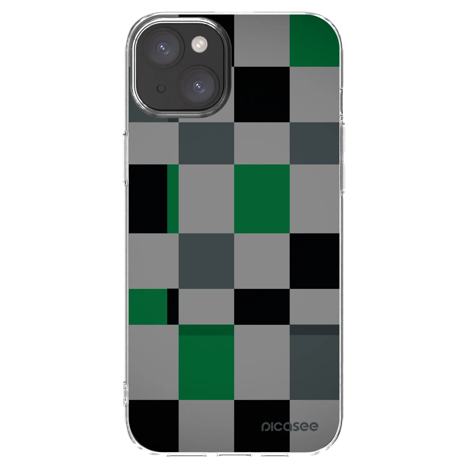 Picasee silikonový průhledný obal pro Apple iPhone 15 Plus - Block Grid