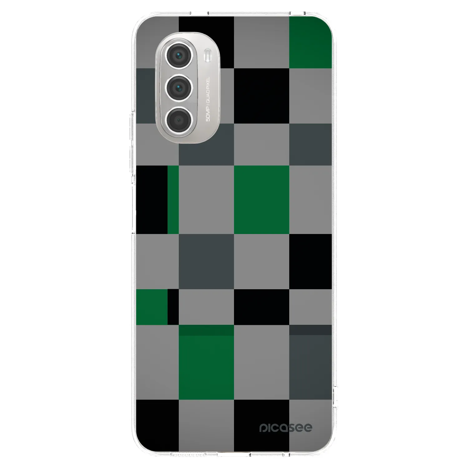 Picasee silikonový průhledný obal pro Motorola Moto G51 - Block Grid
